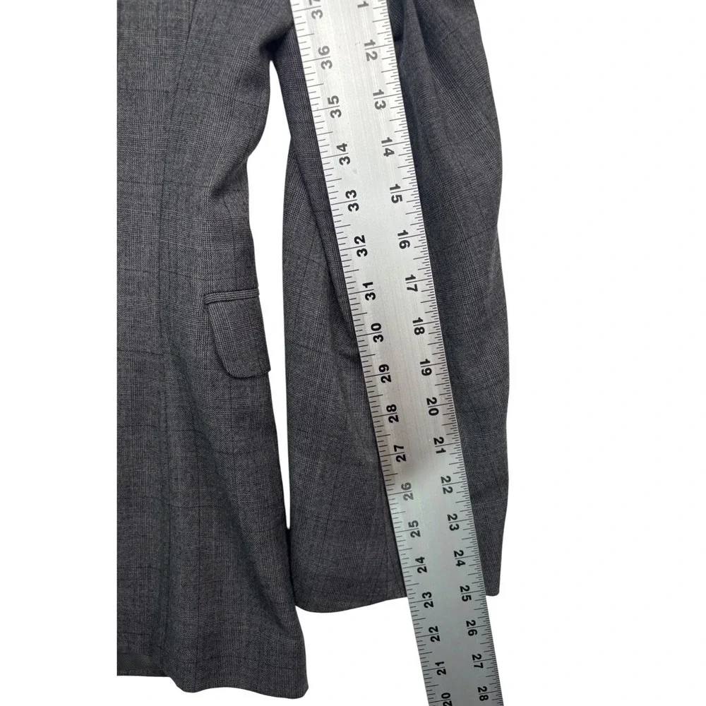Banana Republic 38R 31x29 Gray Burgundy Plaid 2pc Pant Suit Flat Front Slim Fit